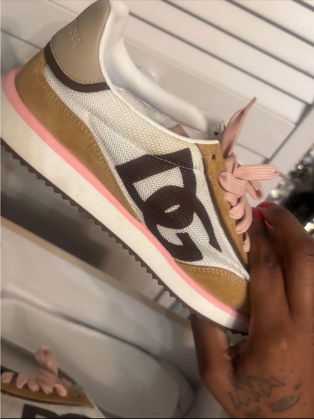 Dolce & Gabbana Pink, Tan & White Logo Runner Sneaker